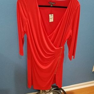 Express red faux wrap dress